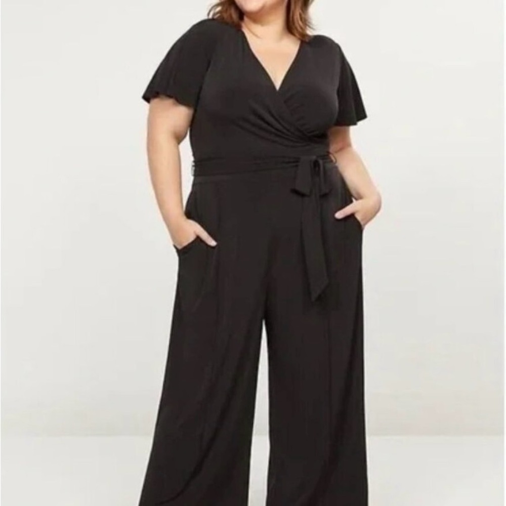Lane Bryant Classic Black Wrap Jumpsuit